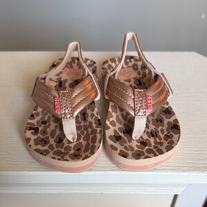 Reef Toddler Girls Metallic Pink Leopard Print Sandals